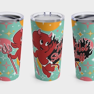 Hot Stuff MCM Tumbler, 20 oz. | Little Devil Vintage Retro Cartoons Kawa Herbata Gorąca Zimna Podróżny Kubek Butelka Naczynia do picia Kuchnia Unikalne Prezenty