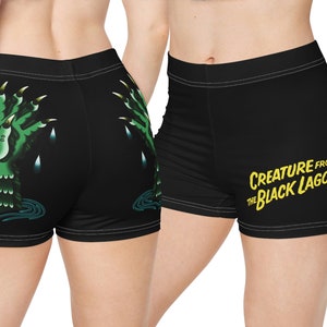 Creature from the Black Lagoon Women&#39;s Booty Shorts | Movie Monsters Horror Swim Beach Summer Pajamas Lounge Yoga Active Wear Bottoms