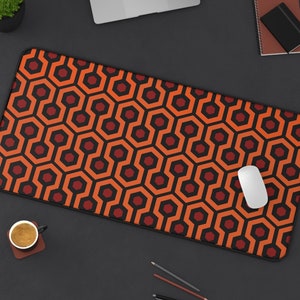 Overlook Hotel Desk Mat | Jack Shining Rug Pattern Horror Movie Goth Punk Computer Laptop Office Tech Gaming Setup Mouse Pad Gift Present