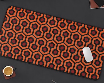 Overlook Hotel Desk Mat | Jack Shining Rug Pattern Horror Movie Goth Punk Computer Laptop Office Tech Gaming Setup Mouse Pad Gift Present
