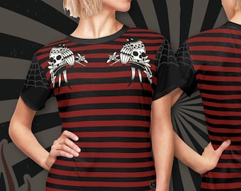 T-shirt Skull Swallow | Psychobilly Rockabilly Punk Goth Horror Halloween Pin-up Vintage Retro Stijl Mode Kleding Grafische T-shirts Cadeau