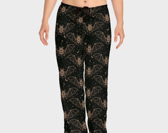 Celestial Bats Women's & Men's Pajama Pants | Witchy Whimsigoth Horror Goth Punk Comfy Cozy Lounge Sleepwear Winter Christmas Gift Present