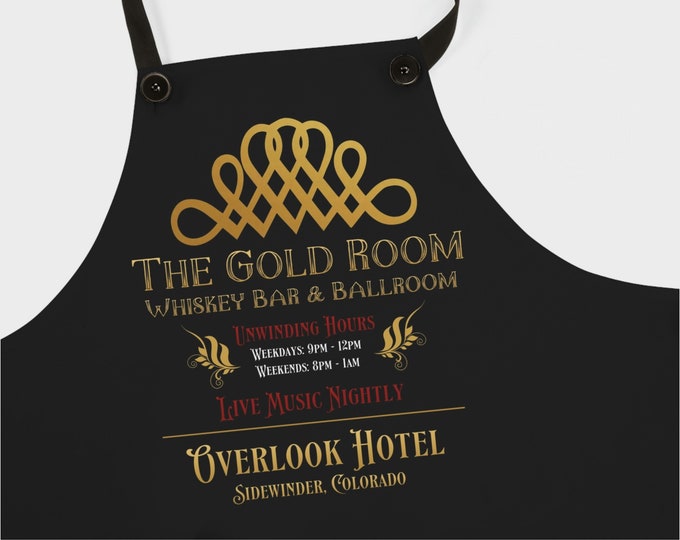 The Gold Room Whiskey Bar & Ballroom Apron | Shining Overlook Horror Hotel Movie Halloween Kitchen Cooking Accessory Tools Fathers Day Gifts