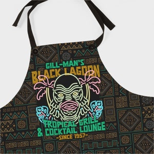 Gill-Man's Black Lagoon Tropical Grill & Cocktail Lounge Apron | Creature  Monsters Vintage Horror Kitchen Cooking Accessories Gift