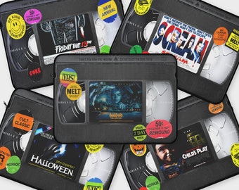 Your Pick Horror VHS Laptop Sleeve | 80s 90s Movie Tape Retro Computer Office Tech Gaming Setup Protective Case Bag Gifts Presents