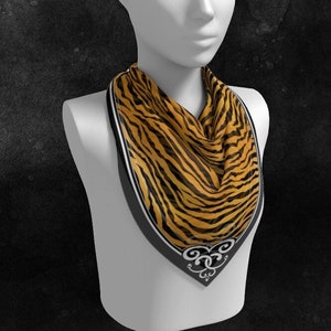 Tiger Print Chiffon Scarf | Rockabilly Classic Vintage Retro Pin Up Hair Accessories Headband Bandana Neckerchief Gifts