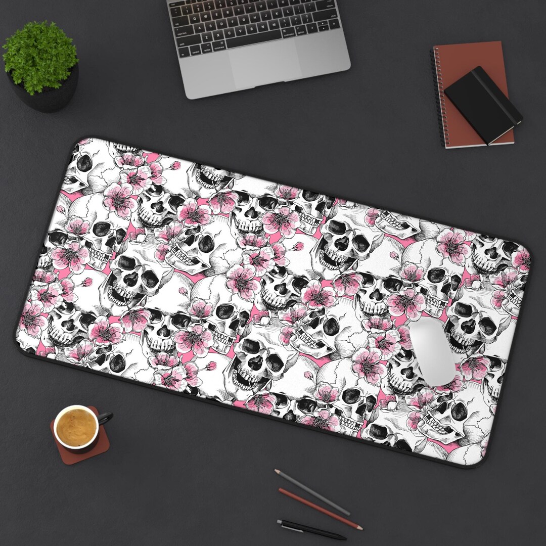 Cherry Blossom Skulls Desk Mat | Gothic Witchy Whimsigoth Magic Occult ...