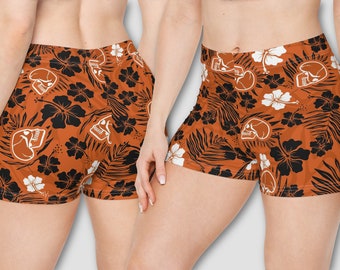 Pantalones cortos de botín para mujer, estilo gótico, de playa, con diseño de calavera naranja y coco, para nadar, estilo punk alternativo, de terror, para playa, pijama de verano, ropa deportiva para yoga y salón.