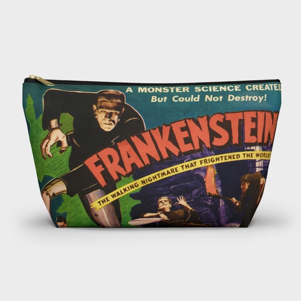 Frankenstein Make Up Accessory Bag |  Monsters Vintage Horror Movie Poster Goth Punk Travel Pouch Gifts