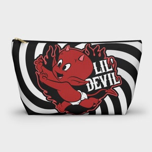 Hot Stuff Burst Make Up Accessory Bag | Little Devil Vintage Cartoon Cute Baby Demon Imp Trippy Goth Punk Travel Purse Pouch Gift