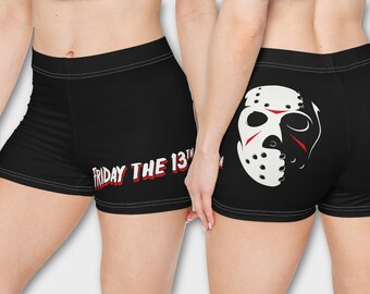 Freitag der 13te Booty Shorts | Horror Jason Camping Kristallsee Goth Swim Beach Sommer Pyjamas Lounge Yoga Active Wear Bottoms
