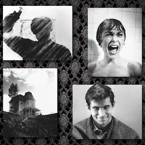 Psycho Canvas Gallery Wraps (1 pcs) | Vintage Slasher Horror Norman Bates Motel Alfred Hitchcock Bathroom Wall Art Prints Poster Home Decor