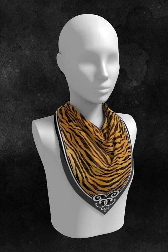 Tiger Print Chiffon Scarf | Rockabilly Classic Vintage Retro  display picture 3