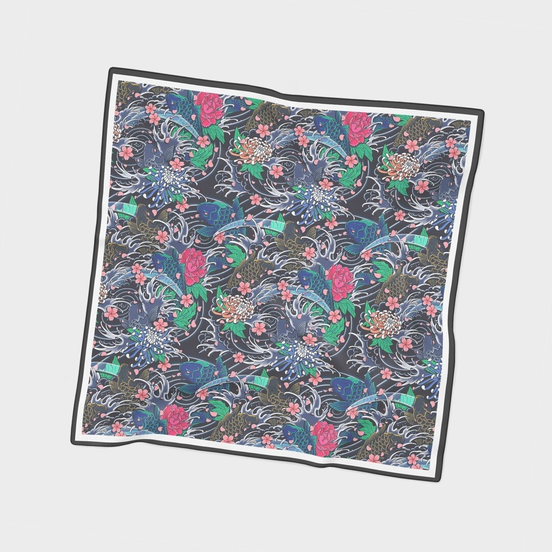 Koi Print Chiffon Scarf | Japanese Fish Rockabilly Psychobilly Vintage ...