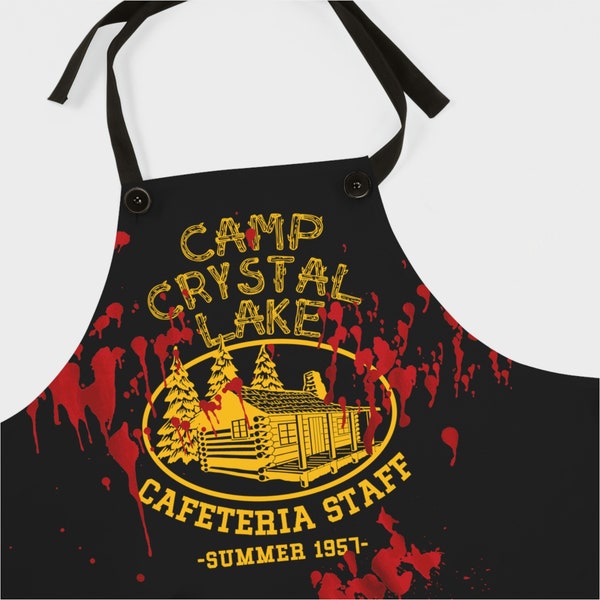 Camp Crystal Lake Cafeteria Staff Apron | Jason Pamela Friday 13th Horror Movie Kitchen Cooking Accessories Tools Fathers Day Gifts