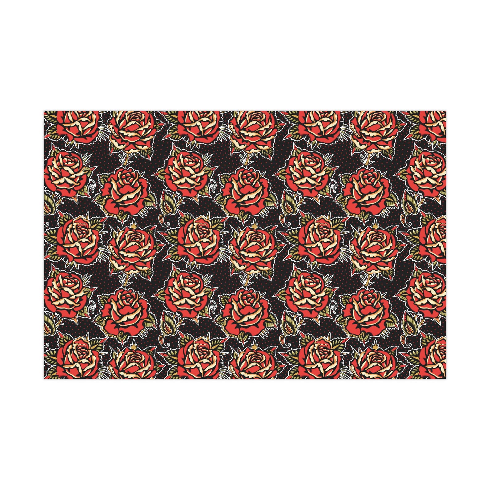 Old Roses Wrapperz Rose Tattoo Wrapping Paper | Traditional Sailor Retro Rockabilly ...