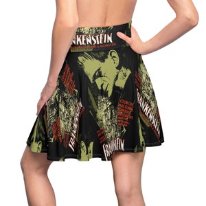 These sexy pencil skirts and casual skater skirts feature a Frankenstein movie poster print design. The perfect addition to any Psychobilly, Rockabilly, Vintage Horror, Pin Up inspired wardrobe or gift for Universal Monsters and Frankenstein fans.