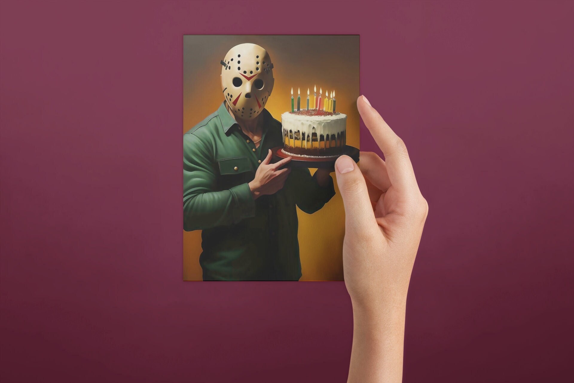 Friday the 13th Cake Greeting Cards | Jason Horror Goth Punk Alternative Unique Funny Birthday Presents Gifts