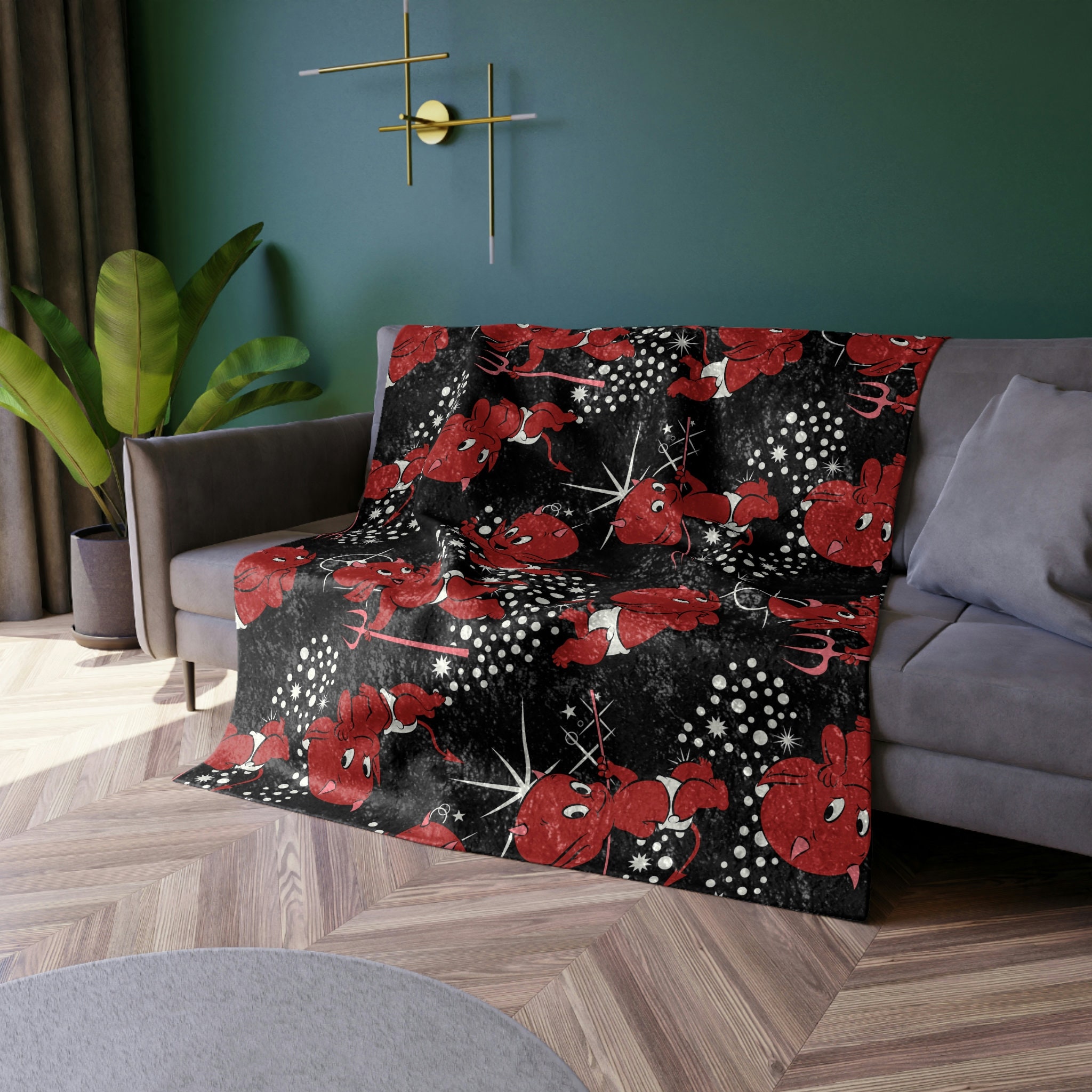 Hot Stuff Print Crushed Velvet Throw Blanket | Little Devil Cute