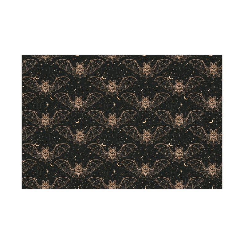 Our Celestial Bats Wrapping Paper is the cherry on top to a great gift. The perfect wrapping paper for bohemian gothic, whimsigoth, witchy, horror, dark academia, occult, Halloween themed birthday, romantic anniversary, wedding, or Christmas gifts.