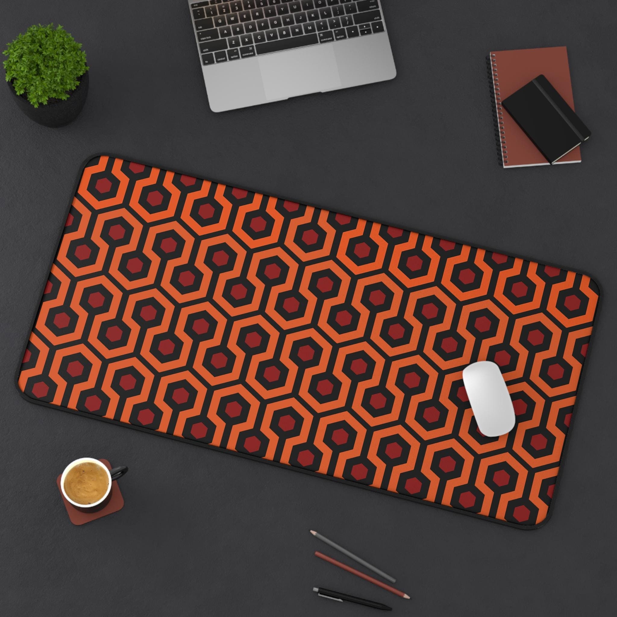 Overlook Hotel Desk Mat | Jack Shining Rug Pattern Horror Movie Goth Punk Computer Laptop Office Tech Gaming Setup Mouse Pad Gift Present