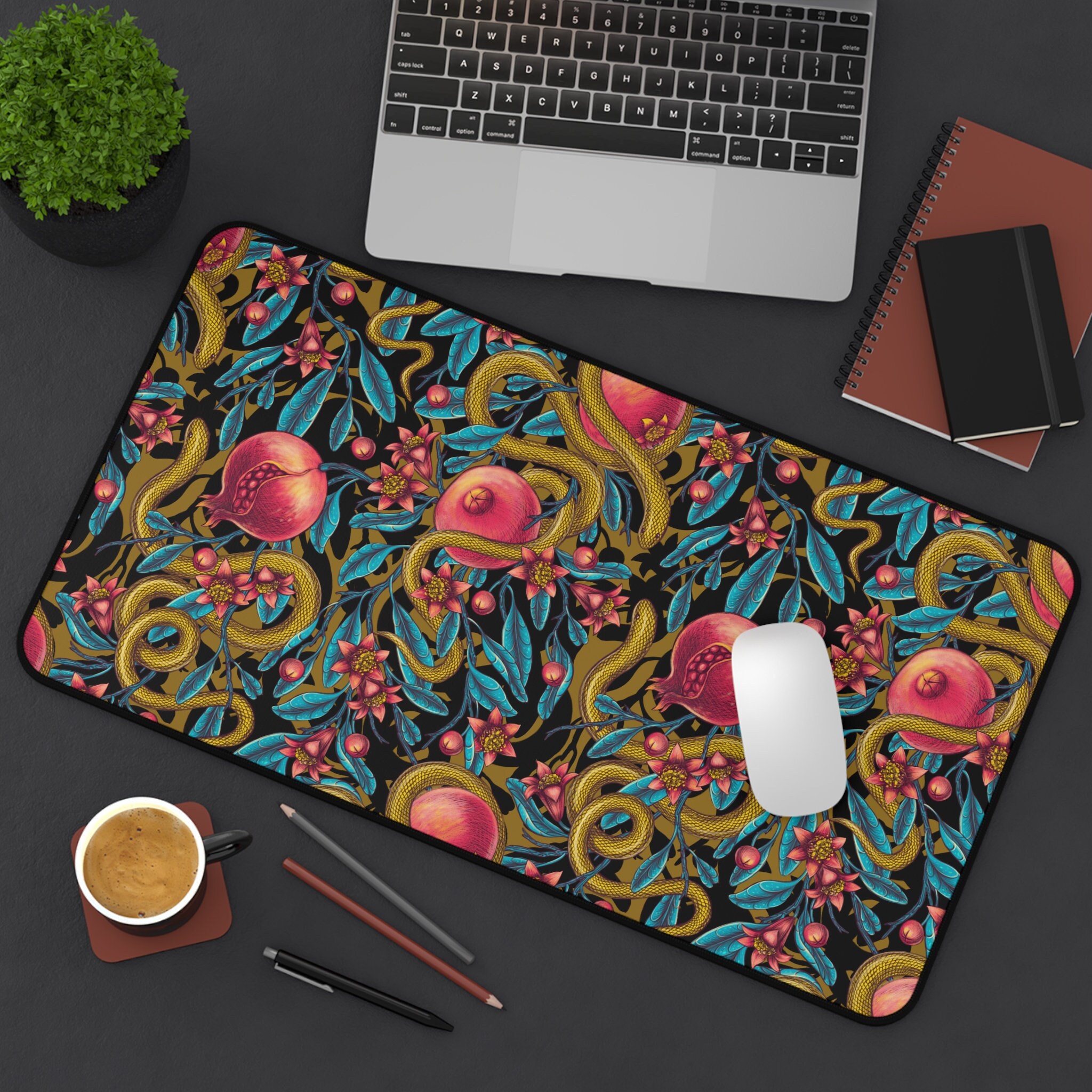 Pomegranate Snakes Desk Mat | Gothic Dark Coquette Femme Priestess ...