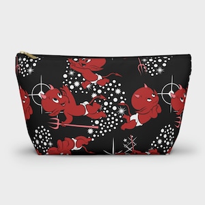 Hot Stuff Make Up Accessory Bag | Little Devil Vintage Cartoon Cute Baby Demon Imp Goth Punk Travel Purse Pouch Gift