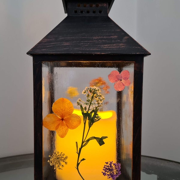 Lantern. Candle lantern with flowers.