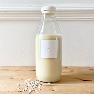 Milk 1L Glass Refillable Kitchen Bottle with Label