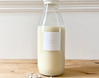 Milk 1L Glass Refillable Kitchen Bottle with Label