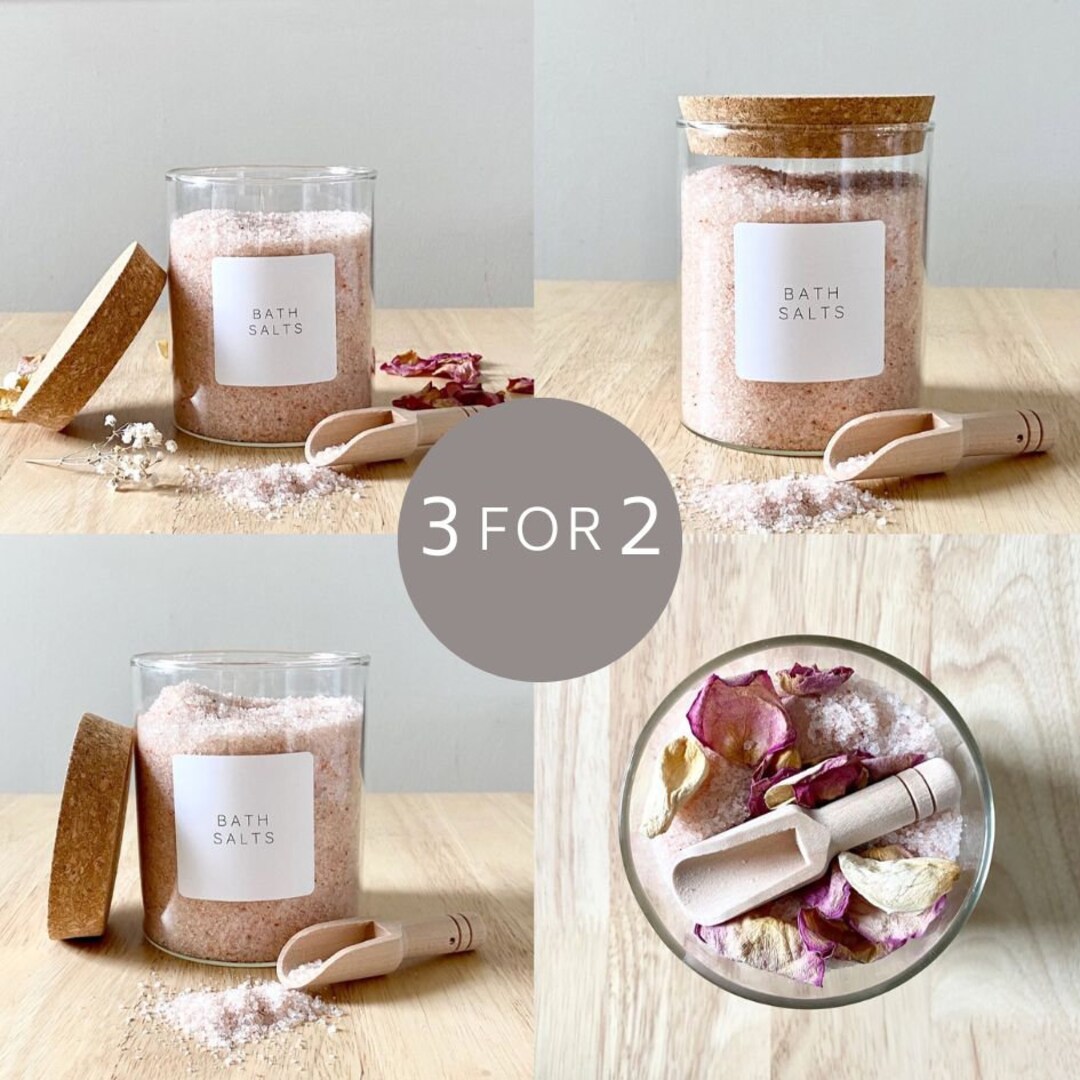 3 for 2 Bath Salts Jar Cork Lid Glass Jar Mini Wooden Etsy UK