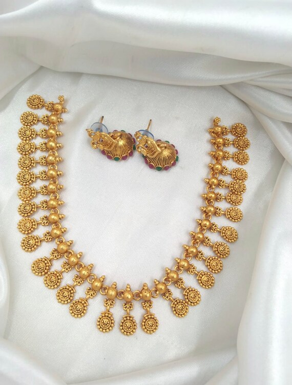 Simple Temple Necklace Set Antique Temple Jewellery Indian Bridal