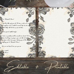 Plantillas rústicas de rosas florales: imprimibles, editables para cartas escritas a mano / poemas / diarios / estilo vintage / descarga digital