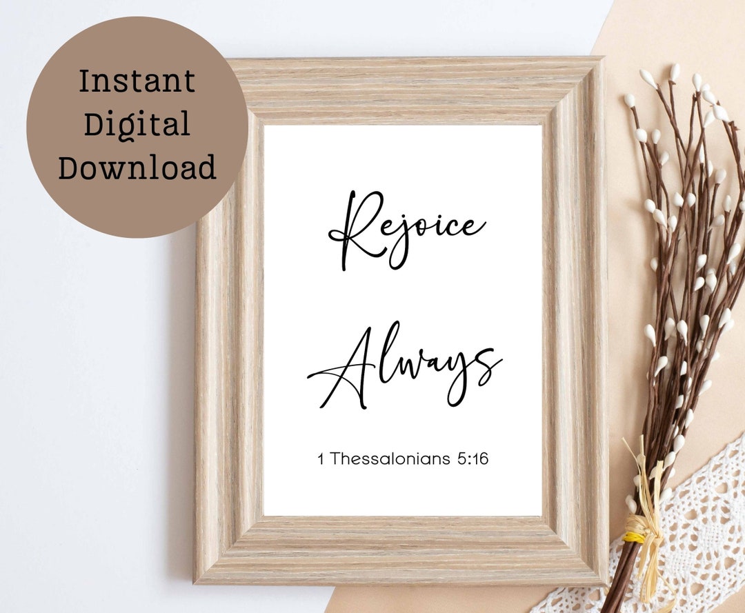 Bible Verse Wall Art Rejoice Always Spiritual Religious - Etsy