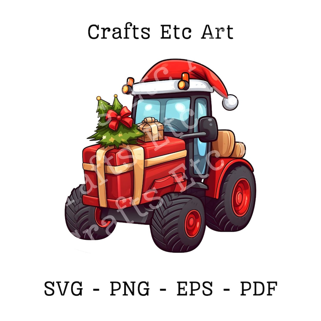 Christmas Tractor Clip Art - Digital Stamp - Svg - Png - Eps - Pdf ...