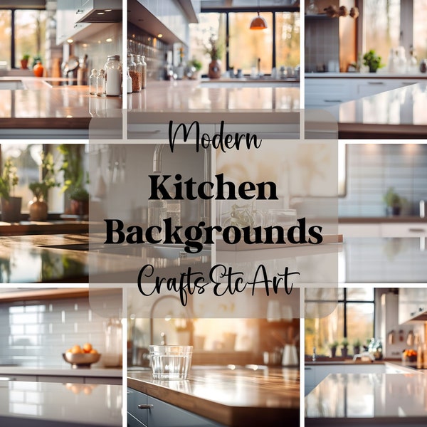 Modern Kitchen Backgrounds - Modern Minimalist Kitchen Backgrounds perfect for Product Mockups - Kitchen Backdrops - 14 x Images