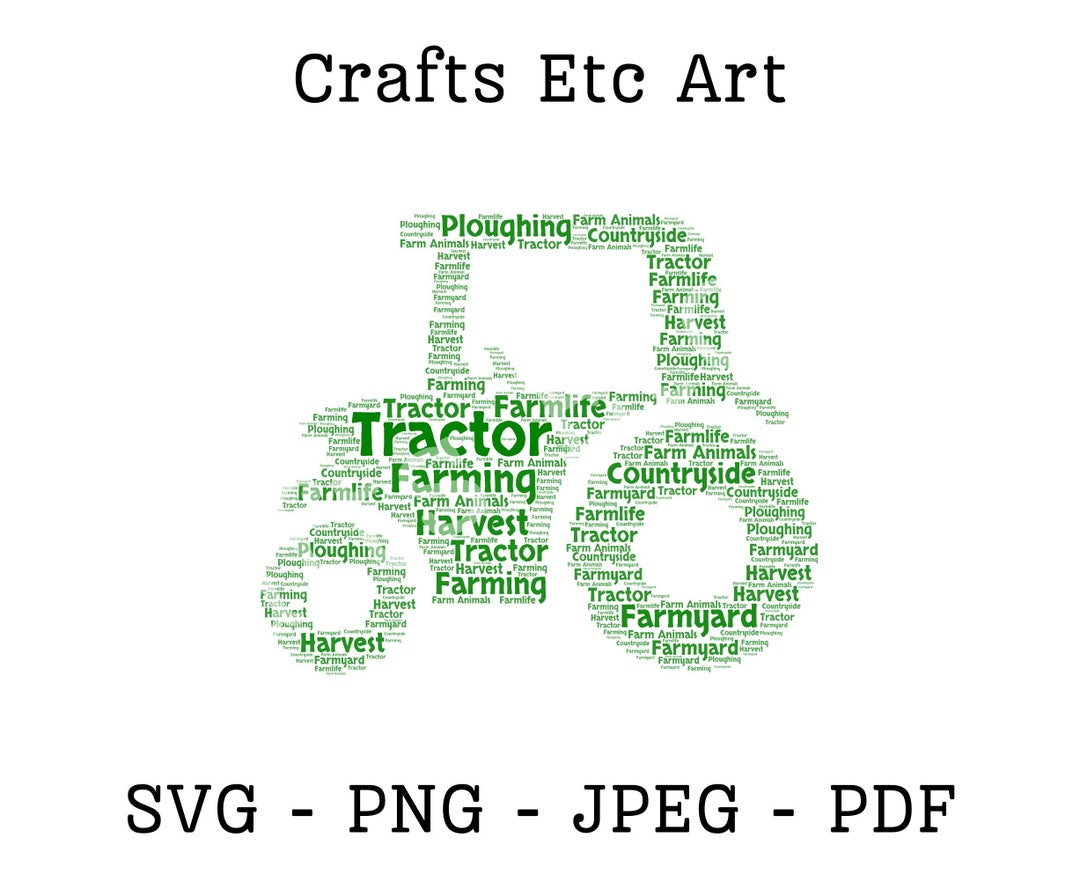 Green Tractor Word Cloud Farming Tractor Word Cloud Art Etsy