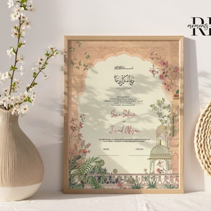 Nikkah Vertragsvorlage, druckbarer Nikkah-Vertrag, bearbeitbares Nikkahnama, muslimische Hochzeitsurkunde, digitaler Download, islamischer Ehevertrag