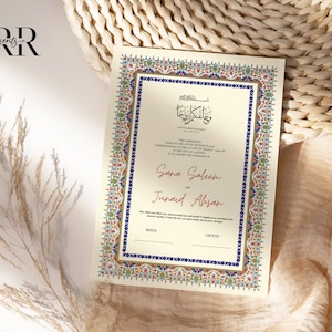 Nikkah-Urkunde Digitaler Nikkah Vertrag PDF Katb Kitab Urkunde Muslimische Hochzeitsurkunde Islamische Ehe Nikkahnama zum Ausdrucken