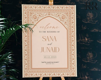 Muslim Wedding Welcome Sign - Islamic Wedding Welcome Sign Digital, Welcome to our Wedding Sign, Nikkah Welcome Poster, Islamic Pattern