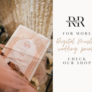 May include: A pink and white Islamic wedding certificate with intricate floral designs and Arabic calligraphy. The certificate includes the names "Rida" and "Haider".