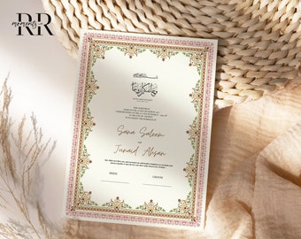 Nikkah Certificate Digital Nikkah Contract PDF Katb Kitab Certificate Muslim Wedding Certificate Islamic Marriage Nikkahnama printable