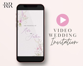 Muslim Wedding Invitation Video, Modern Nikkah Invitation, Islamic wedding invite, Video Nikah Invite, Floral, Mobile-friendly, Muslim Bride