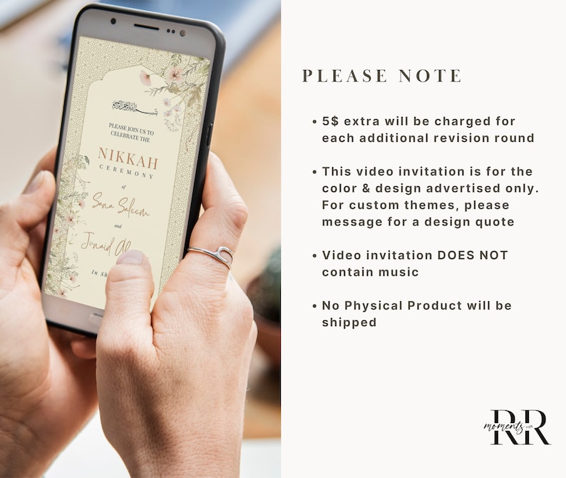 May include: A digital invitation for a Nikkah ceremony with a floral design. The invitation features the text "Please join us to celebrate the Nikkah Ceremony" and the names "Sona Saleem and Jonaid Ali".