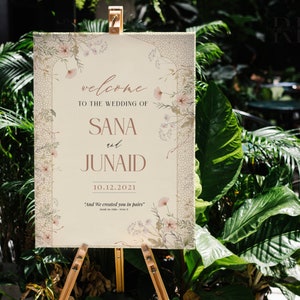 Custom Muslim Wedding Welcome Sign - Islamic Wedding Welcome Sign Digital, Welcome to our Wedding Sign, Nikkah Welcome Poster, Muslim Couple
