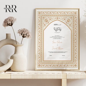 Nikkah Vertragsvorlage, druckbarer Nikkah-Vertrag, bearbeitbares Nikkahnama, muslimische Hochzeitsurkunde, digitaler Download, islamischer Ehevertrag