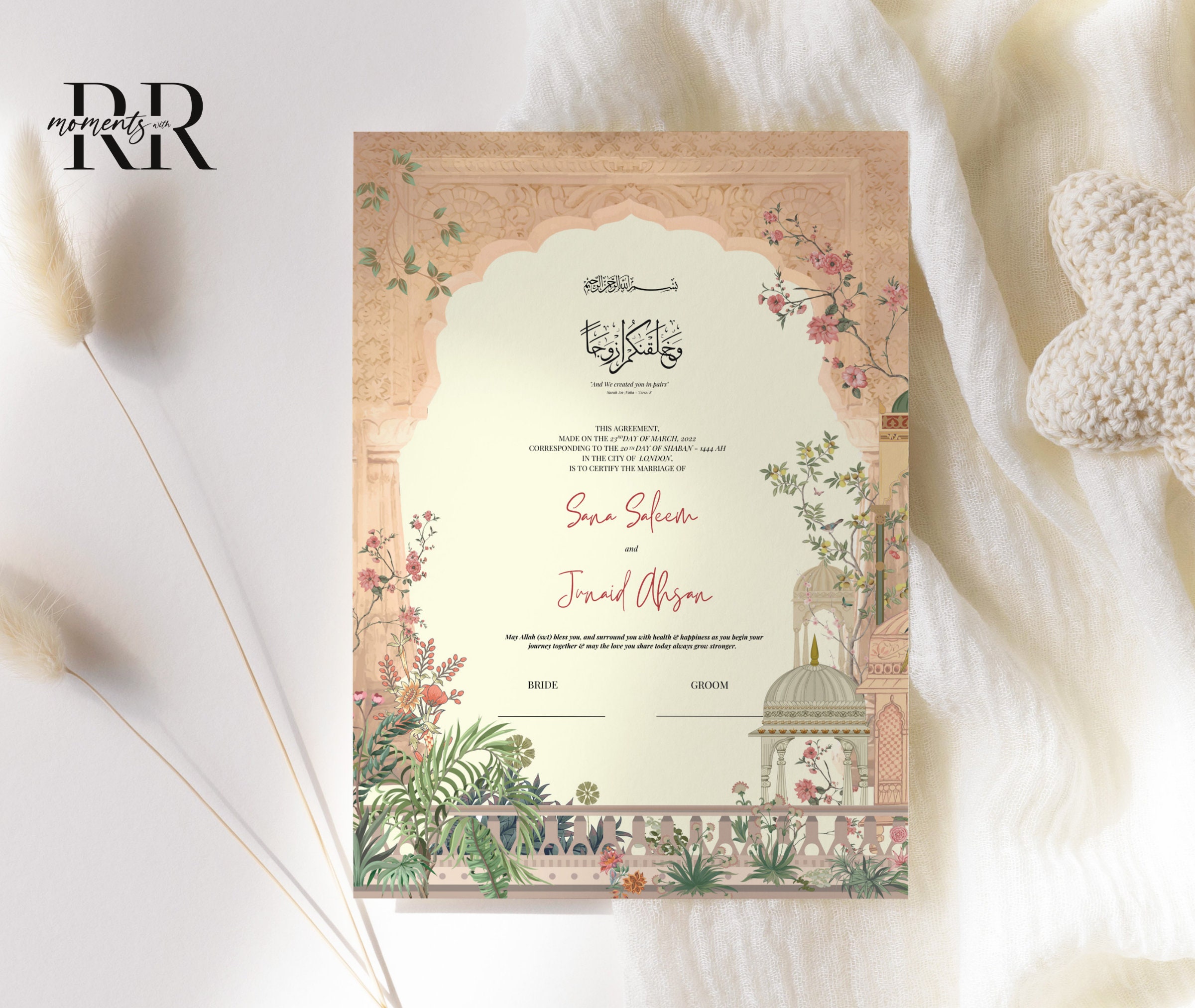 Nikkah Contract Template,printable Nikkah Contract,editable Nikkahnama