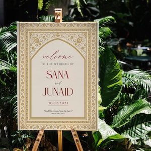 Custom Muslim Wedding Welcome Sign - Islamic Wedding Welcome Sign Digital, Welcome to our Wedding Sign, Nikkah Welcome Poster, Muslim Couple