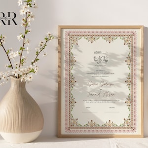Nikkah Vertragsvorlage, Nikkah Vertrag PDF, bearbeitbares Nikkahnama, muslimische Hochzeitsurkunde, digitaler Download, islamischer Ehevertrag