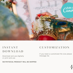 May include: A close-up of a bride's hand wearing a red and gold bangle with white flowers and a peacock feather. The image includes the text "DP moments with RR" and "Edit in Canva".